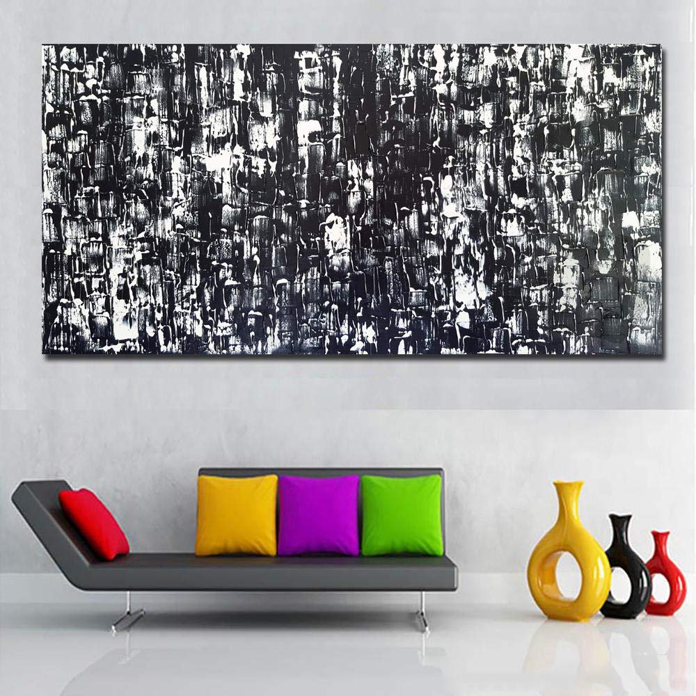 Amazon.co.jp: キャンバス抽象画黒と白の絵画現代の抽象絵画キャンバス